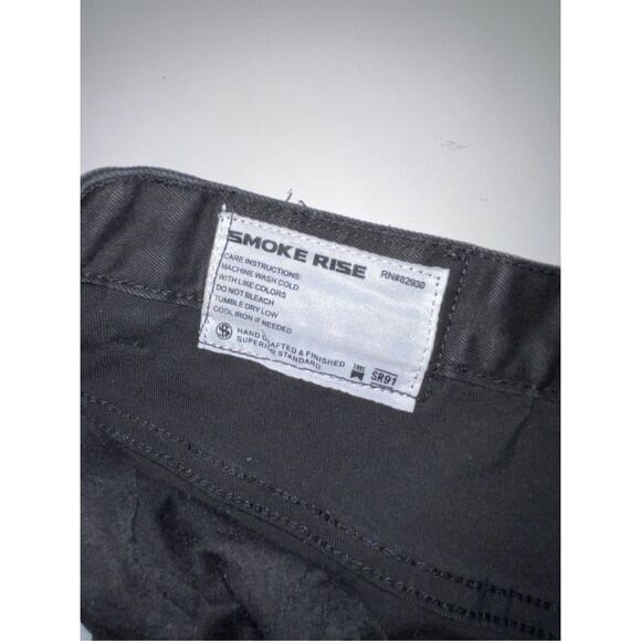 Smoke‎ Rise Jeans Mens Size 42 x 32 Denim Black Distressed Moto Grunge Straight - Picture 5 of 9